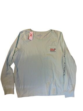 Vineyard Vines Long Sleeve Pocket Tee - Light Aqua Green